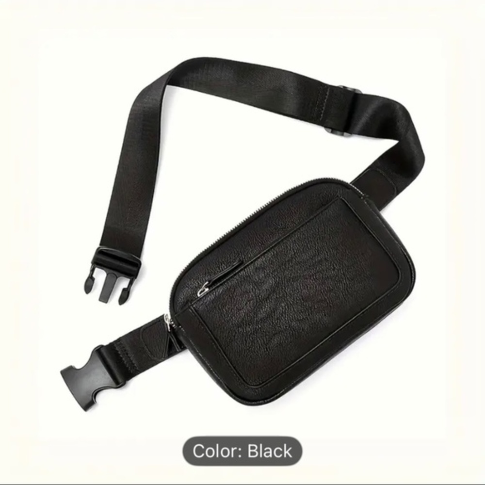 Unisex Waist Pack Crossbody Bag Adjustable Strap Triple Zipper Pocket 9"x6.5"